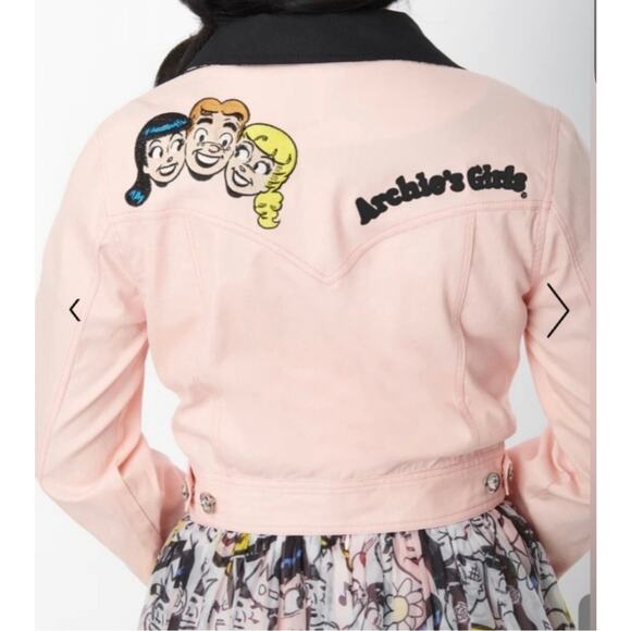 Unique Vintage Betty & Veronica Archies Girls Pink Denim Jacket Coat XL NWT - Picture 4 of 6